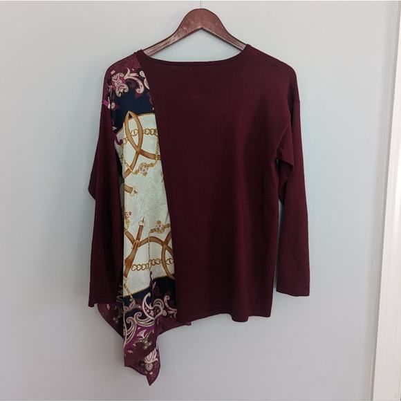 Women's Chico Link Assymetrical Maroon Sweater 0 = 4 Small - Picture 1 of 5